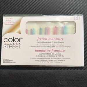 Color Street  Rainbow Glitter French Manicure Nail Strips - Moonstone Meadow
